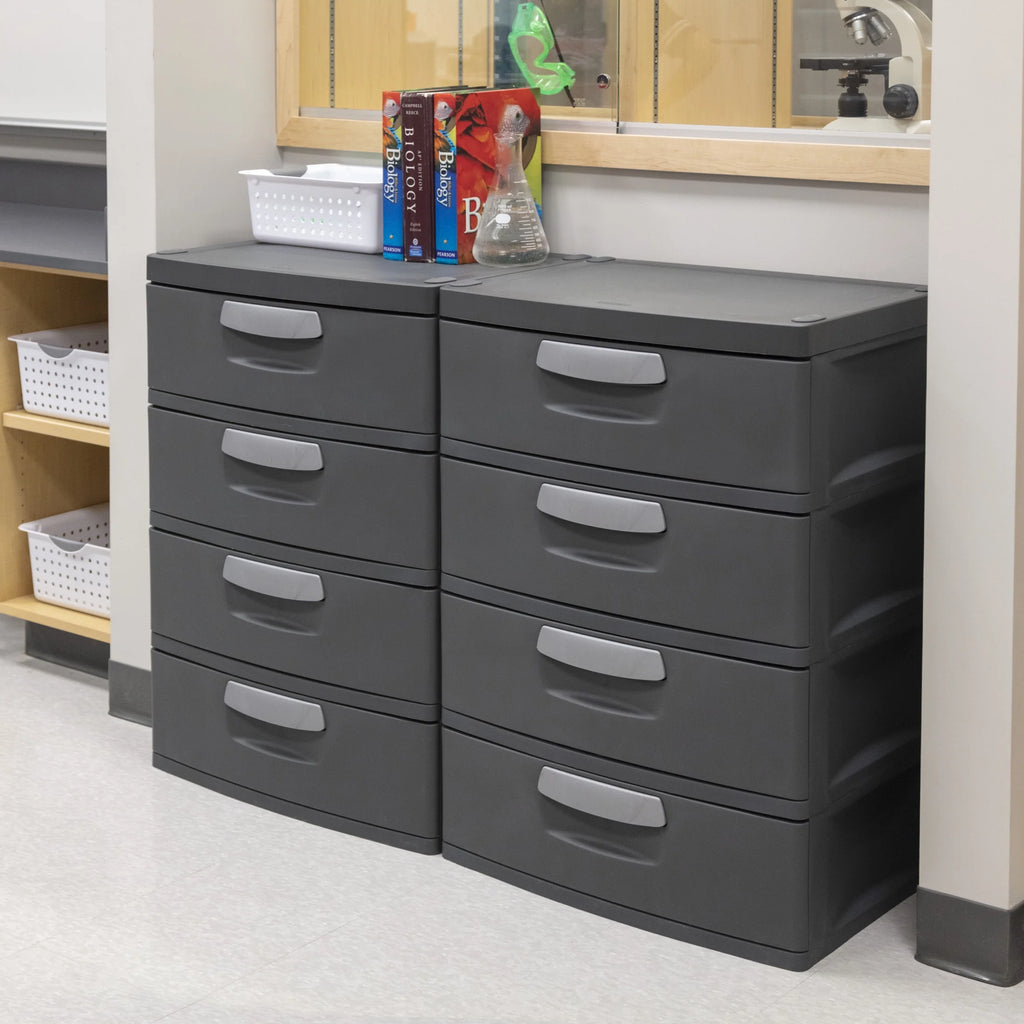 2026 NewSterilite 4 Drawer Unit, Durable Plastic Storage Solution for Garages and Basements, Dark Gray
