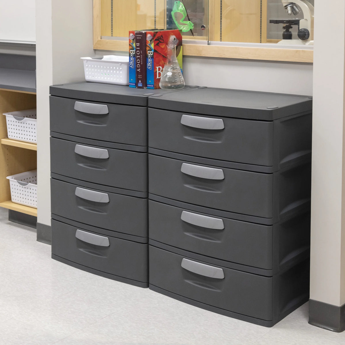 2026 NewSterilite 4 Drawer Unit, Durable Plastic Storage Solution for Garages and Basements, Dark Gray