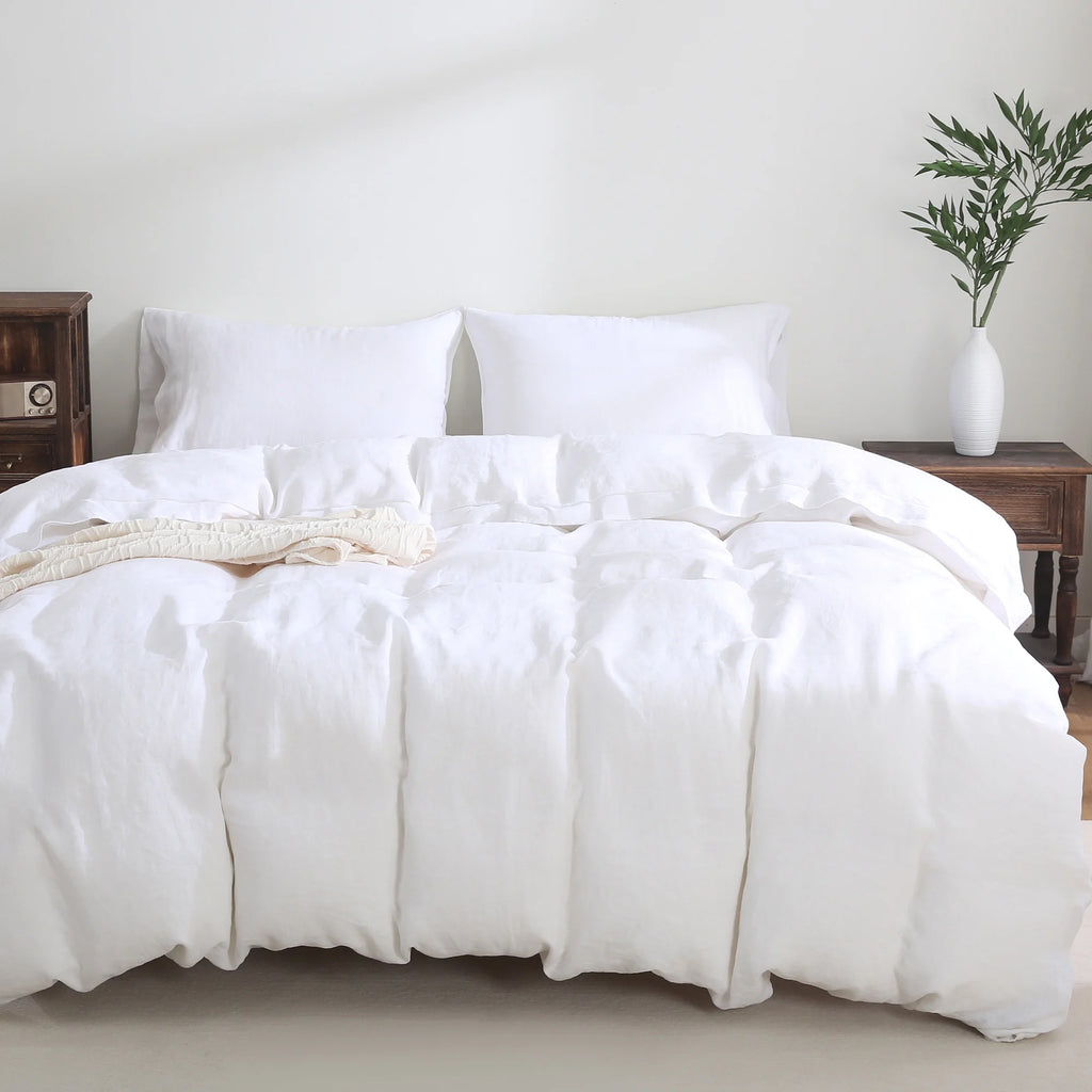 2026 New100% Pure Linen Duvet Cover with Button Closure and Corner Ties Soft & Breathable - Natural Full/Queen