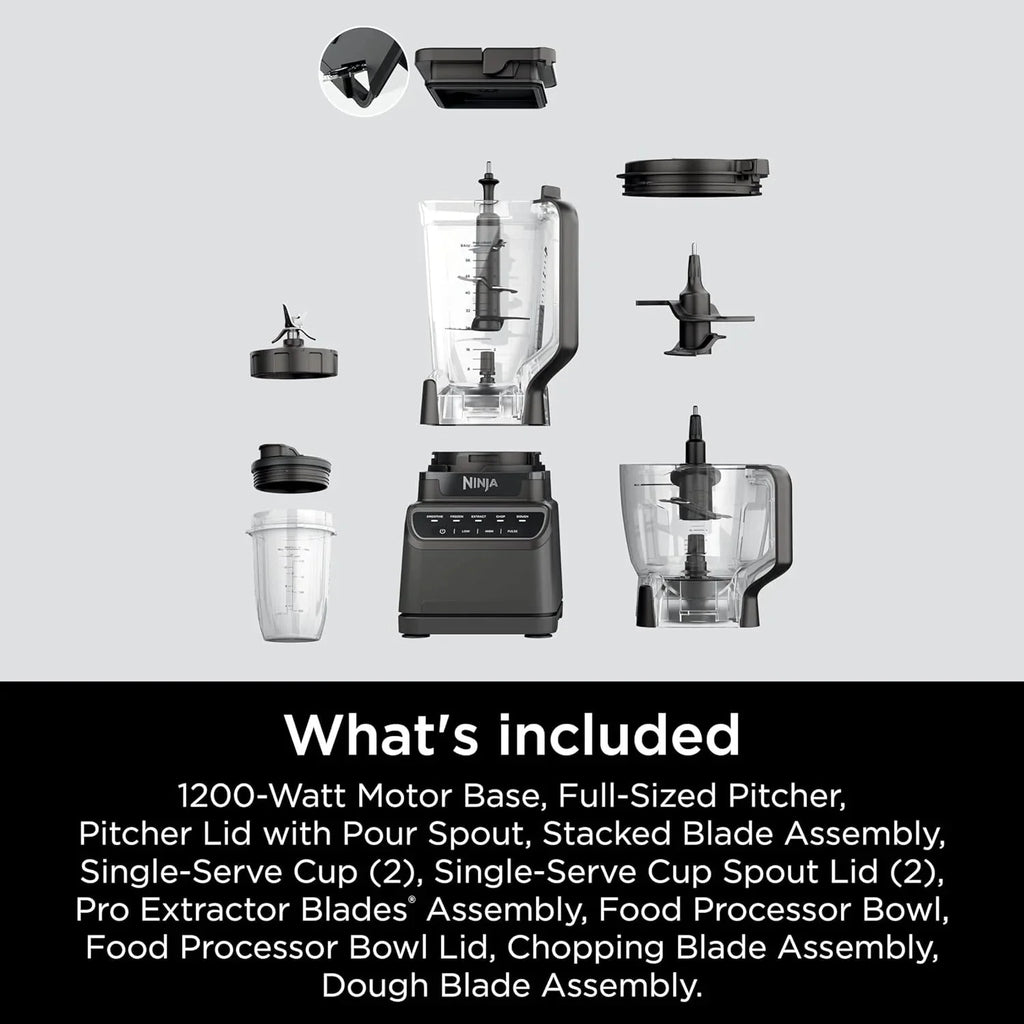 2026 NewNinja Mega Kitchen System, 1500 Watt Stand Mixer (2.1 Liters) and Food Processor (8 Cups) with (2) 473 ml Takeaway Cups