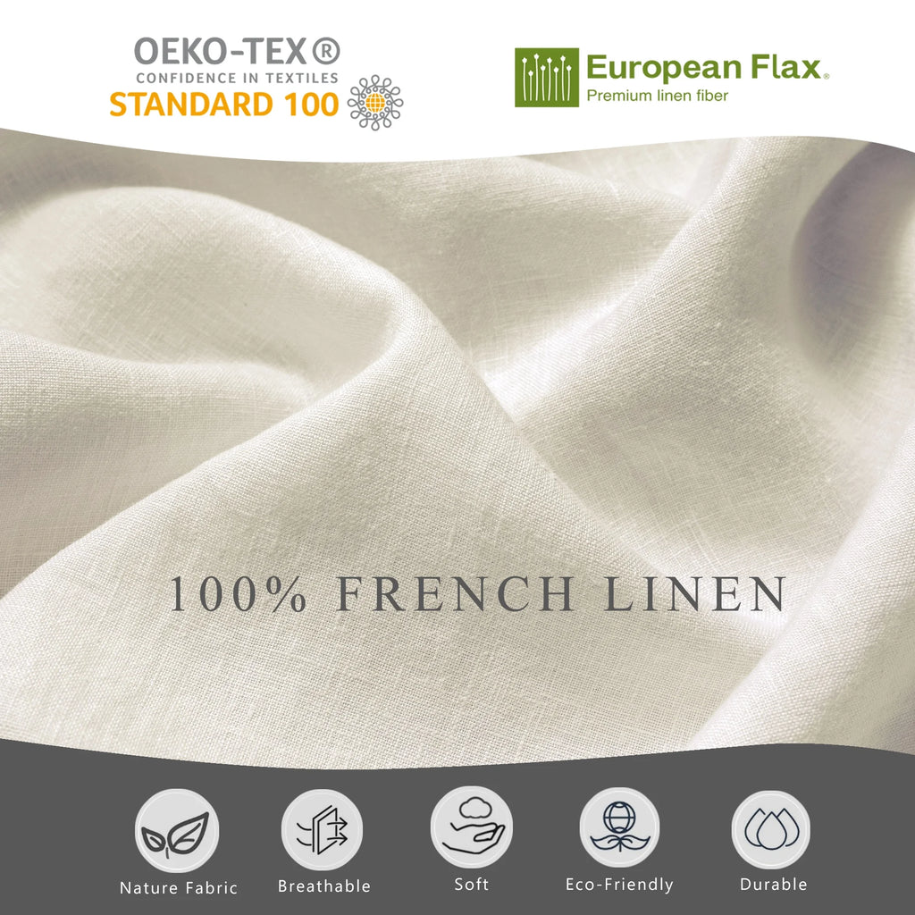 2026 New100% Pure Linen Duvet Cover with Button Closure and Corner Ties Soft & Breathable - Natural Full/Queen