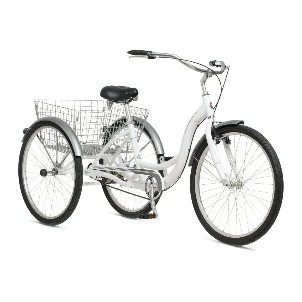 2026 New2025 Schwinn Meridian Adult Tricycle, Men's and Women's Beach Cruiser, 26-inch Wheels, Low Step-Through, Wide Saddle, Folding Rear Basket.