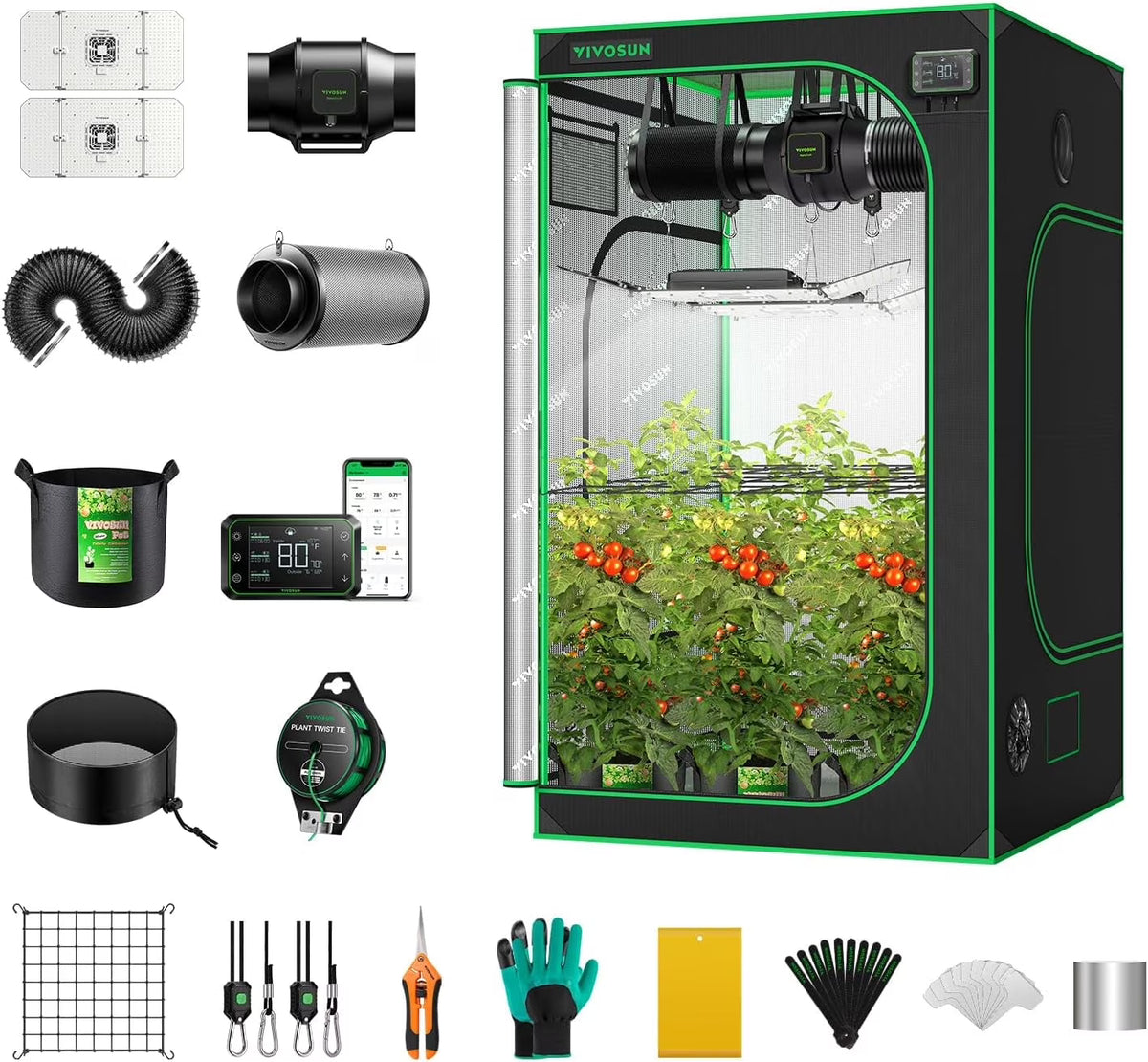 2026 NewVIVOSUN GIY Smart Grow Tent System 2x2, WiFi-Integrated Grow Tent Kit, with Automate Ventilation and Circulation, Schedule Full Spectrum 100W LED Grow Light, and GrowHub E42A Controller