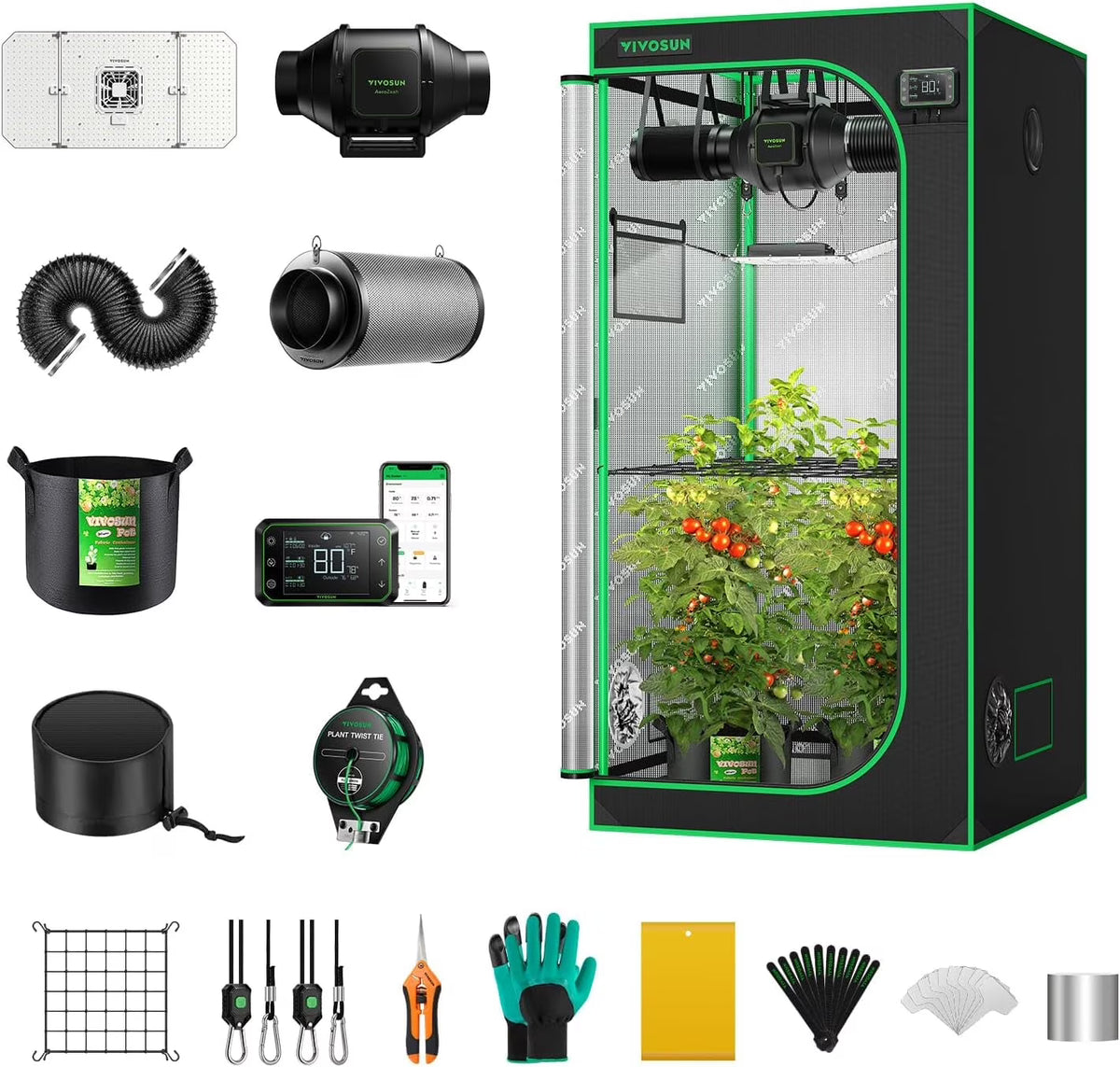 2026 NewVIVOSUN GIY Smart Grow Tent System 2x2, WiFi-Integrated Grow Tent Kit, with Automate Ventilation and Circulation, Schedule Full Spectrum 100W LED Grow Light, and GrowHub E42A Controller