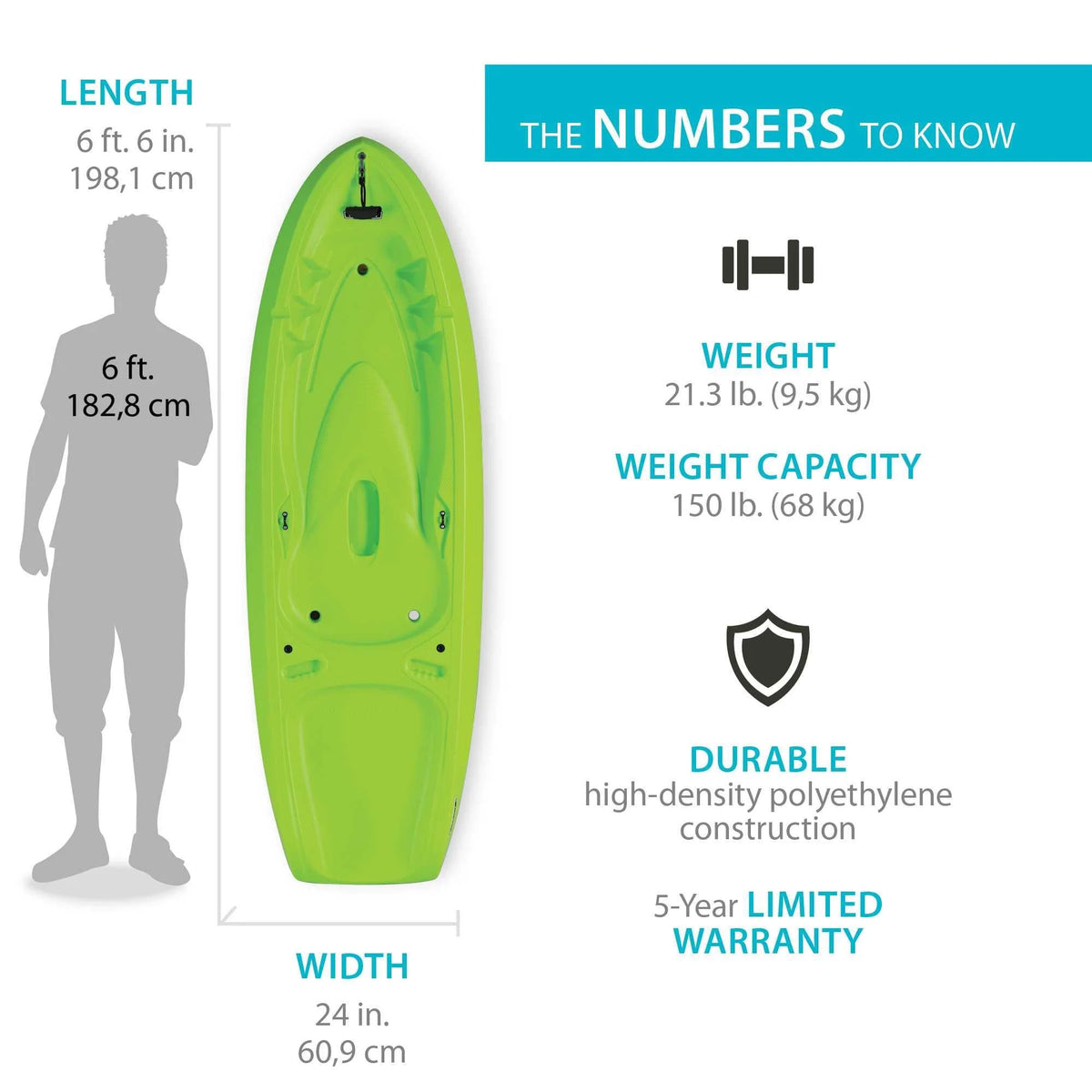 2026 NewLifetime Recruit 6.5 ft Youth Sit-on-Top Kayak, Lime Green (90765)