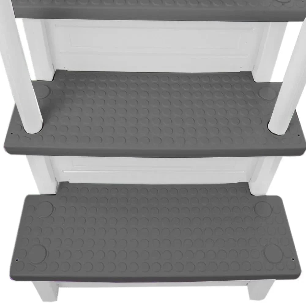2026 NewNon-slip pool entrance steps | Gray | Suitable for above-ground pools | Can be installed on patios with a height of 122 to 137 cm | Maximum load capacity 136 kg