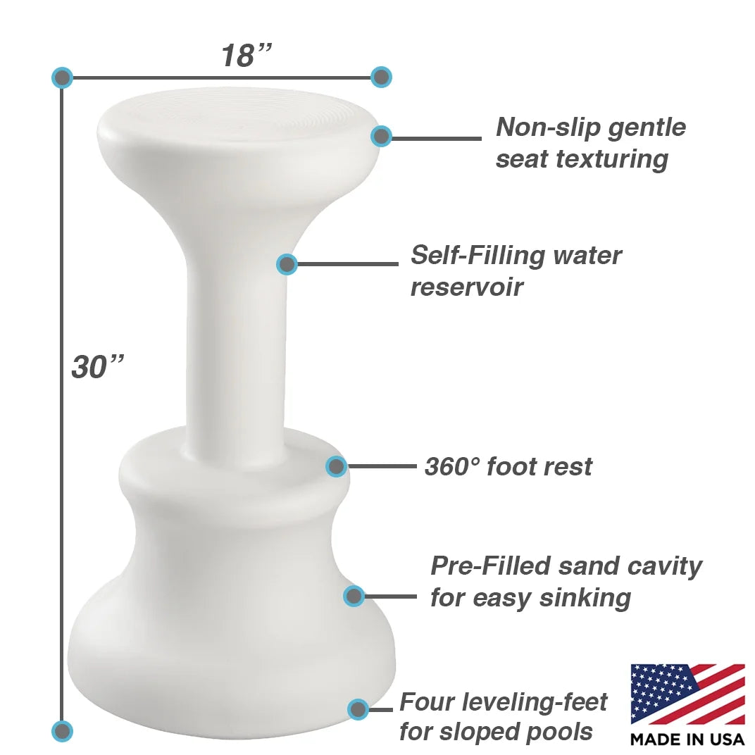 2026 NewDunn-Rite Products Made in USA Submersible Swim Up Pool Stools for Underwater Use, Bar Stool for Inside Pool and Patio Deck Seating, 24 Inch (1 Stool)