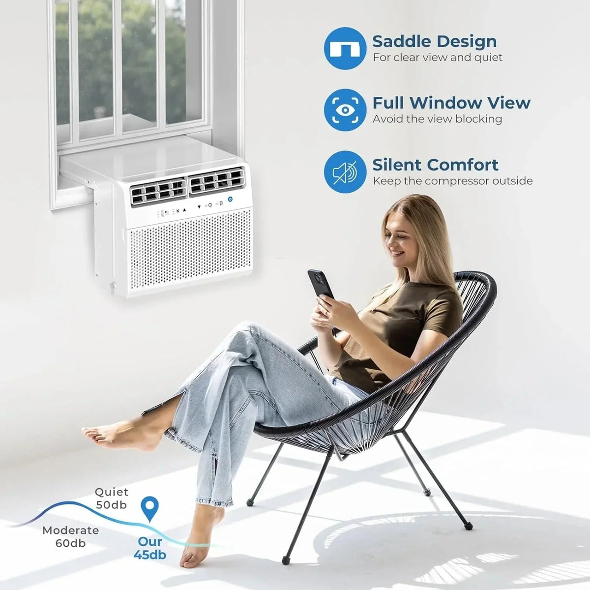 2026 NewAntarctic Star U-shaped window air conditioner 12000 BTU Ultra-quiet window air conditioner Cools