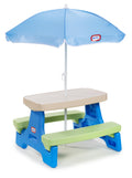 2026 NewLittle Tikes Easy Store Kids Durable Picnic Table with Umbrella, Indoor Outdoor, Ages 2+