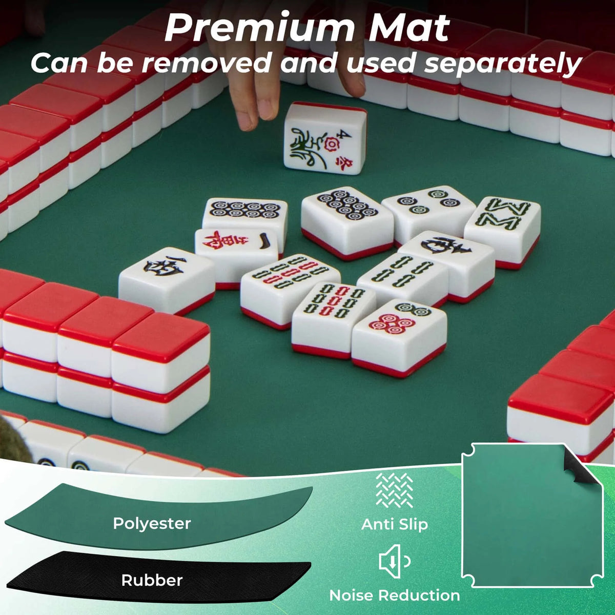 2026 NewCostway 35" Folding Mahjong Table with Cup Holders & Smooth Felt Mat Carrying Handle Green