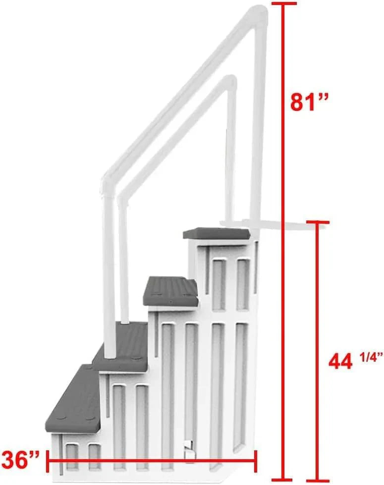 2026 NewNon-slip pool entrance steps | Gray | Suitable for above-ground pools | Can be installed on patios with a height of 122 to 137 cm | Maximum load capacity 136 kg