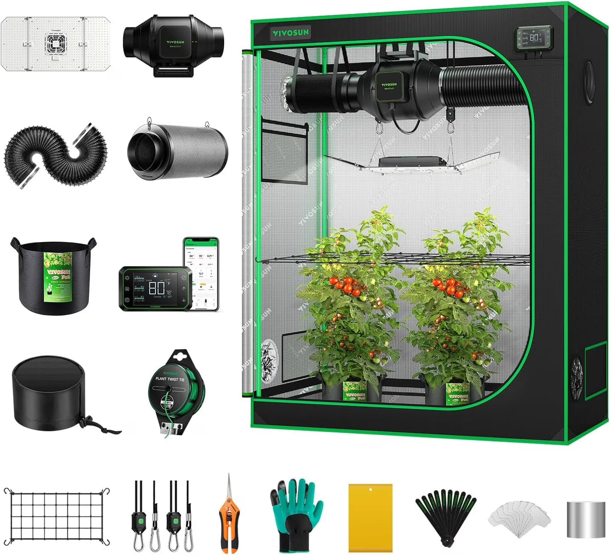 2026 NewVIVOSUN GIY Smart Grow Tent System 2x2, WiFi-Integrated Grow Tent Kit, with Automate Ventilation and Circulation, Schedule Full Spectrum 100W LED Grow Light, and GrowHub E42A Controller