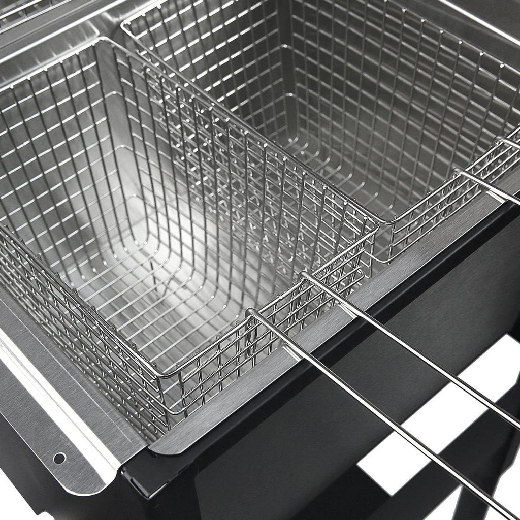 2026 NewBarton High-Pressure Deep Fryer Triple Basket Dual Burner Stainless Steel Cooker Fryer Black