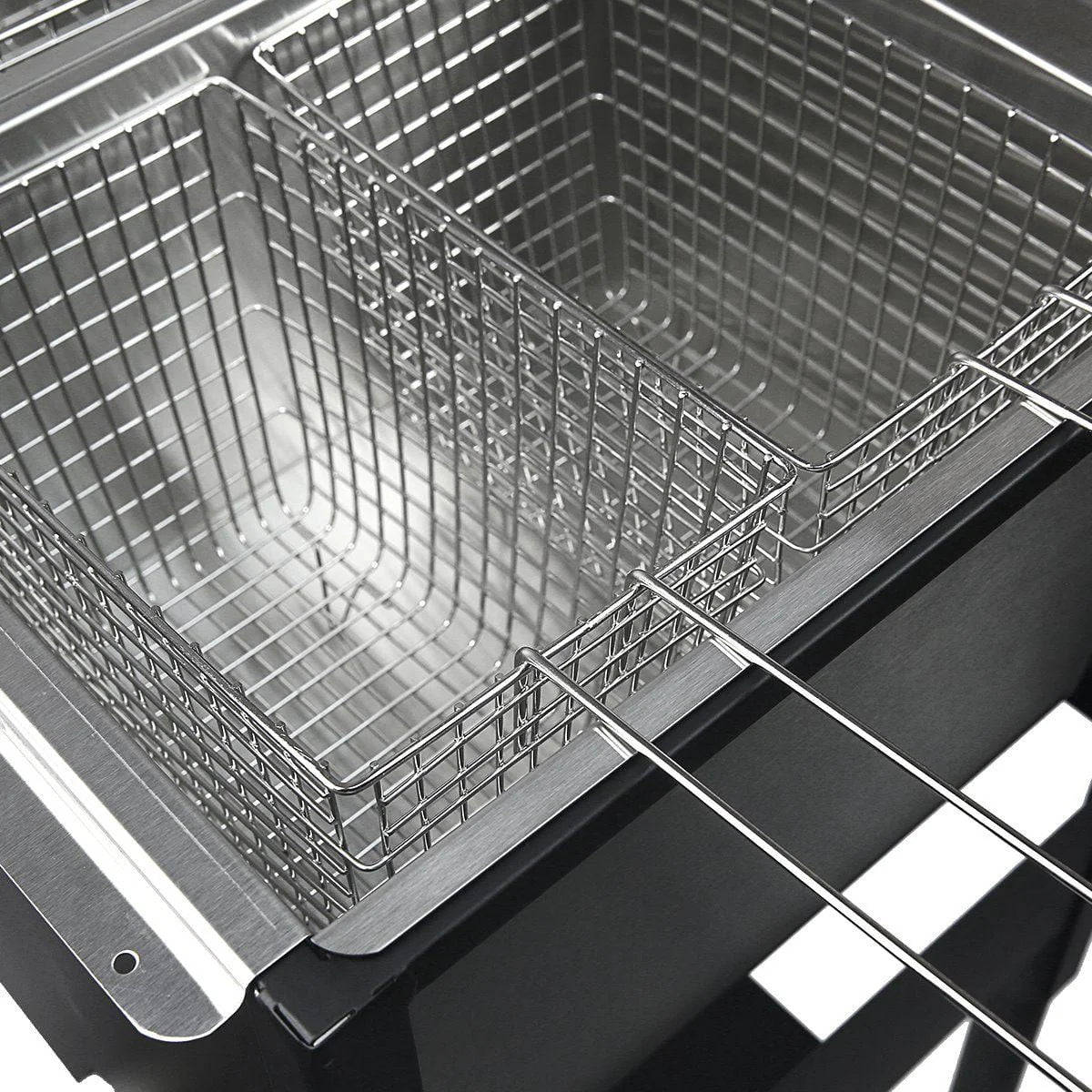 2026 NewBarton High-Pressure Deep Fryer Triple Basket Dual Burner Stainless Steel Cooker Fryer Black