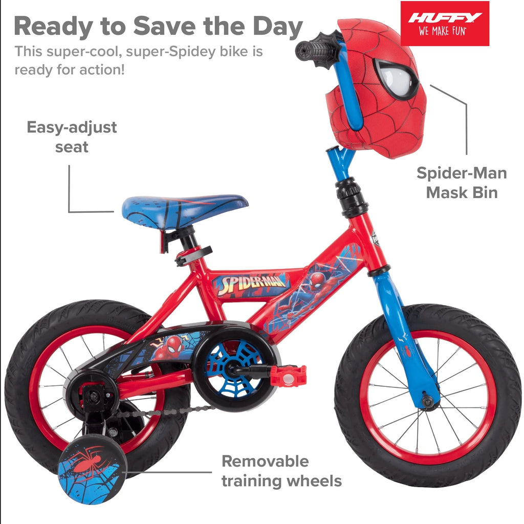 2026 NewHuffy Marvel Spider-Man 12″ children's bicycle with training wheels, steel frame, ages 3-5