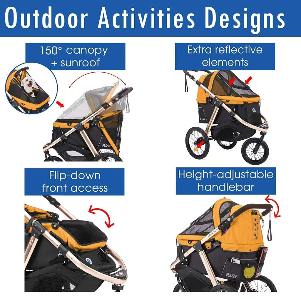 2026 NewJogging Sports Stroller with Comfort Rubber Wheels/Zipper-Less Entry/1-Hand Quick Fold/Aluminum Frame for Small/Medium Dogs, Cats and Pets (Green Camo)