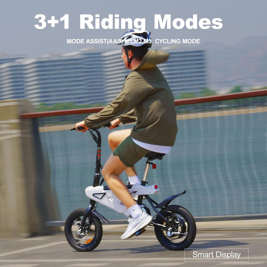 2026 Bicicleta eléctrica plegable de 14", eBike con motor de 250W de alta velocidad, batería de iones de litio 36V-6.4AH, pantalla LCD inteligente, bicicleta eléctrica de ciudad, 3 modos, unisex