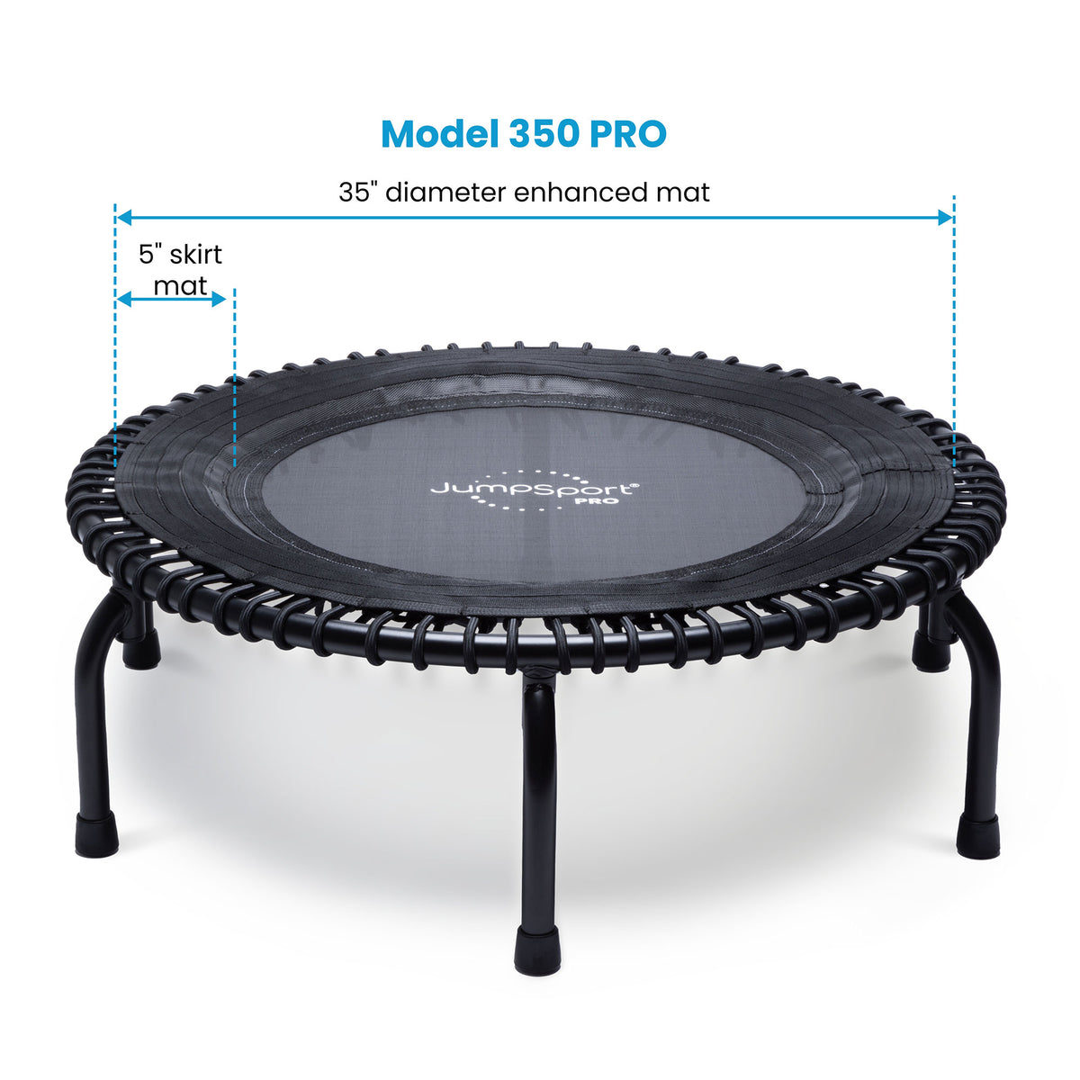 2026 NewJumpSport 350 Pro Fitness 39" Cardio Workout Indoor Trampoline, Teal/Black