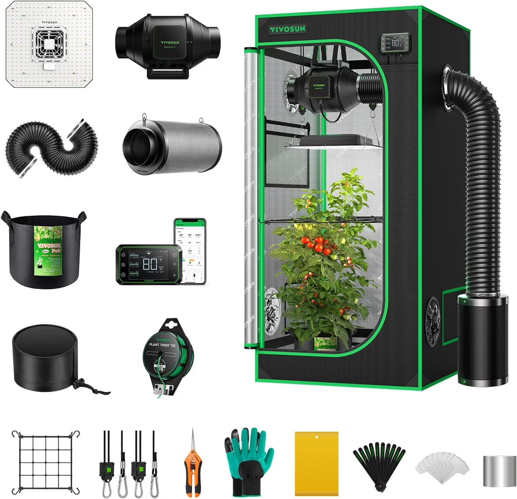 2026 NewVIVOSUN GIY Smart Grow Tent System 2x2, WiFi-Integrated Grow Tent Kit, with Automate Ventilation and Circulation, Schedule Full Spectrum 100W LED Grow Light, and GrowHub E42A Controller