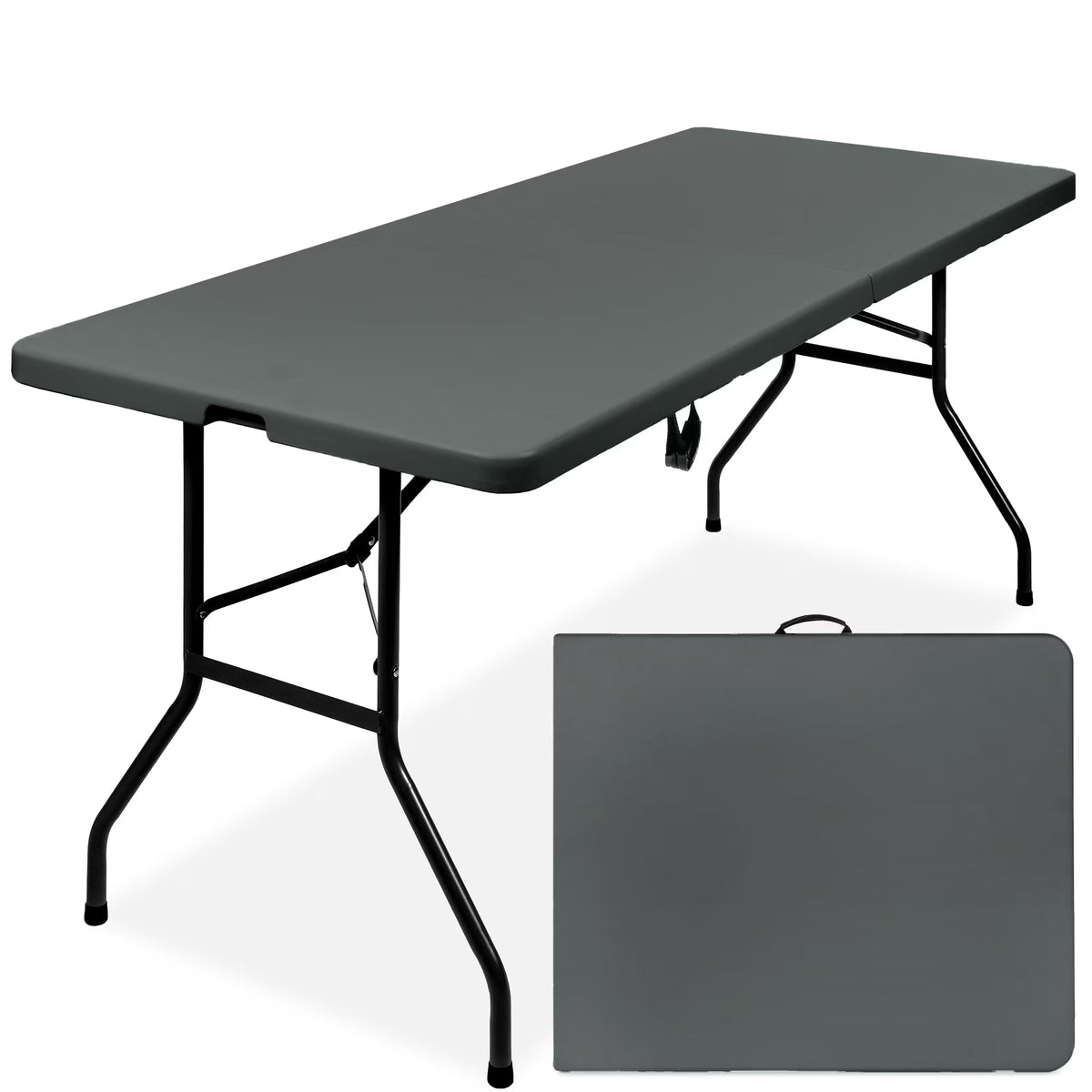 2026 NewBest Choice Products 6ft Plastic Folding Table, Indoor Outdoor Heavy Duty Portable w/ Handle, Lock - White