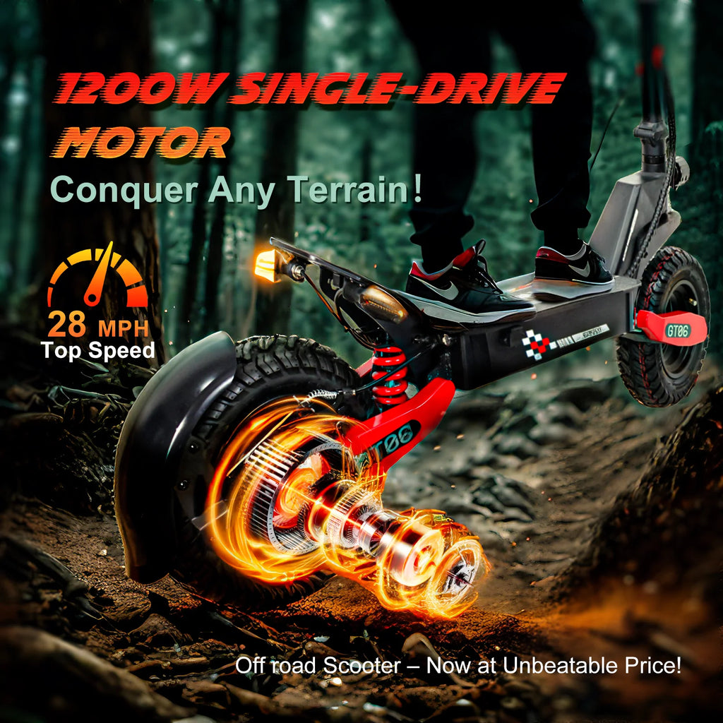 2026 NewOff Road Electric Scooter for Adults, 1200W Motor Fast E Scooter, Up to 28MPH Top Speed & 20Miles Long Range, 11" Off-Road Tires, 330lbs MAX Load, Foldable