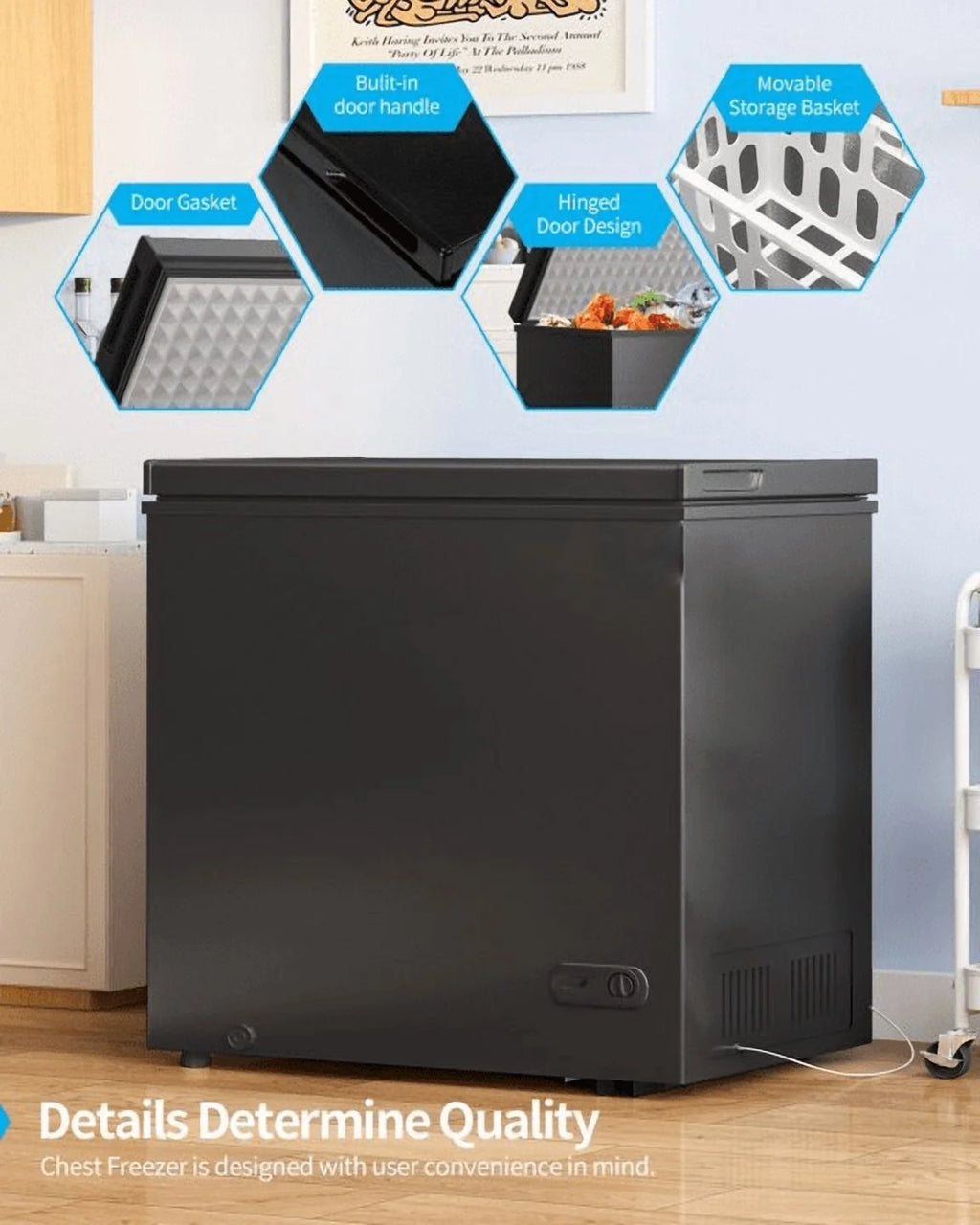 2026 NewDISHUP 10.0 Cu.Ft Chest Freezer, Deep Freezer with Removable Basket, Adjustable Temperature, for Home/Office/Garage/Bar