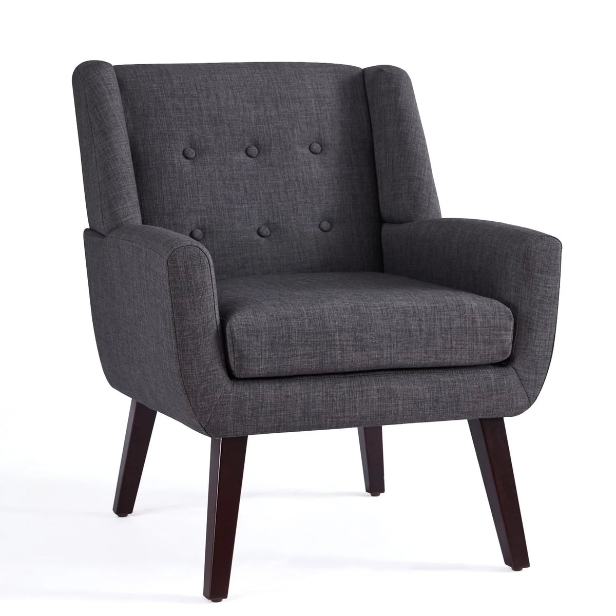 2026 NewHUIMO  Accent Chair, Button-Tufted Upholstered  Living Room Chairs,  Mid Century Modern Comfy Reading Chairs for Bedroom, Living Room, Beige