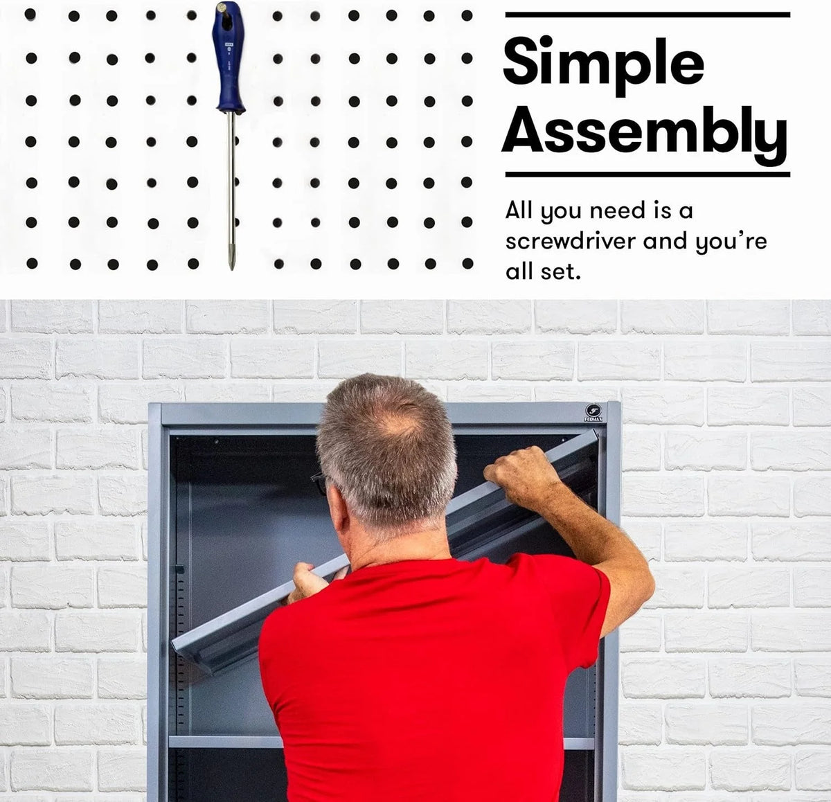 2026 NewHeavy Duty Metal Garage Locker - 71 "tall large steel multipurpose locker with adjustable shelves and door locks - black and silver