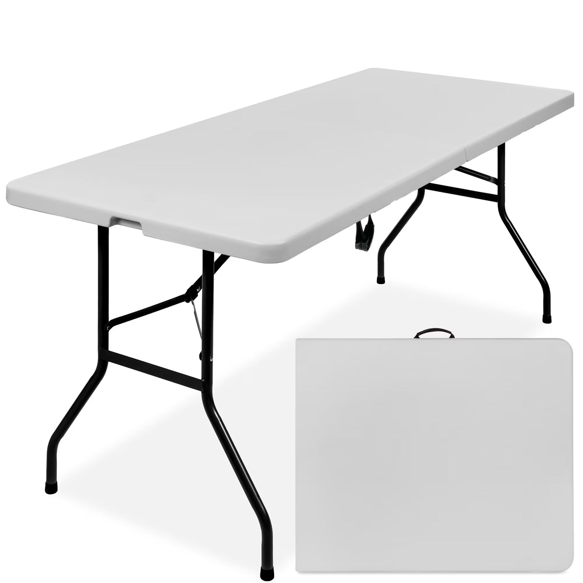 2026 NewBest Choice Products 6ft Plastic Folding Table, Indoor Outdoor Heavy Duty Portable w/ Handle, Lock - White