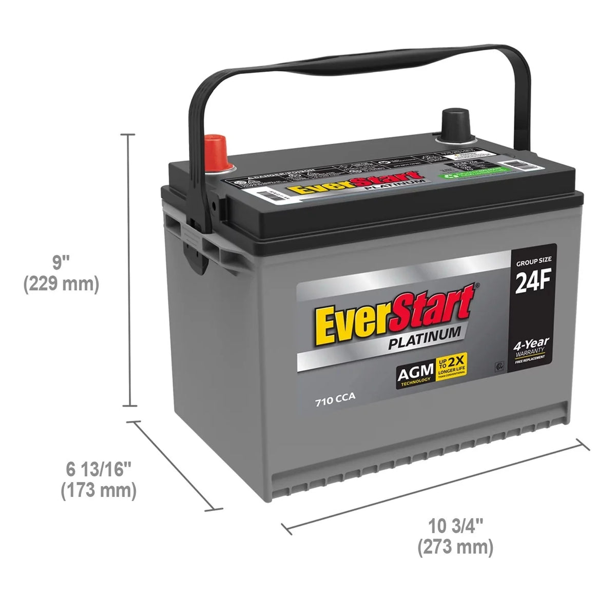 2026 NewEverStart Platinum AGM car battery, Group 24F, 12 Volt, 750 CCA – Made in the USA
