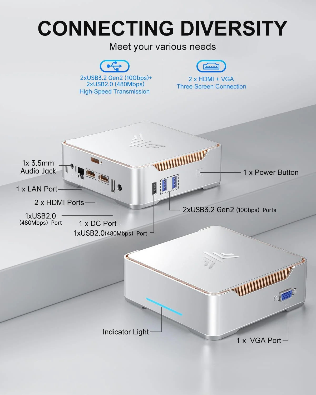 2026 NewKAMRUI GK3Plus Mini PC, 16GB RAM, 512GB M.2 SSD Mini Computer