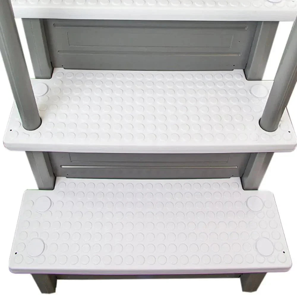 2026 NewNon-slip pool entrance steps | Gray | Suitable for above-ground pools | Can be installed on patios with a height of 122 to 137 cm | Maximum load capacity 136 kg