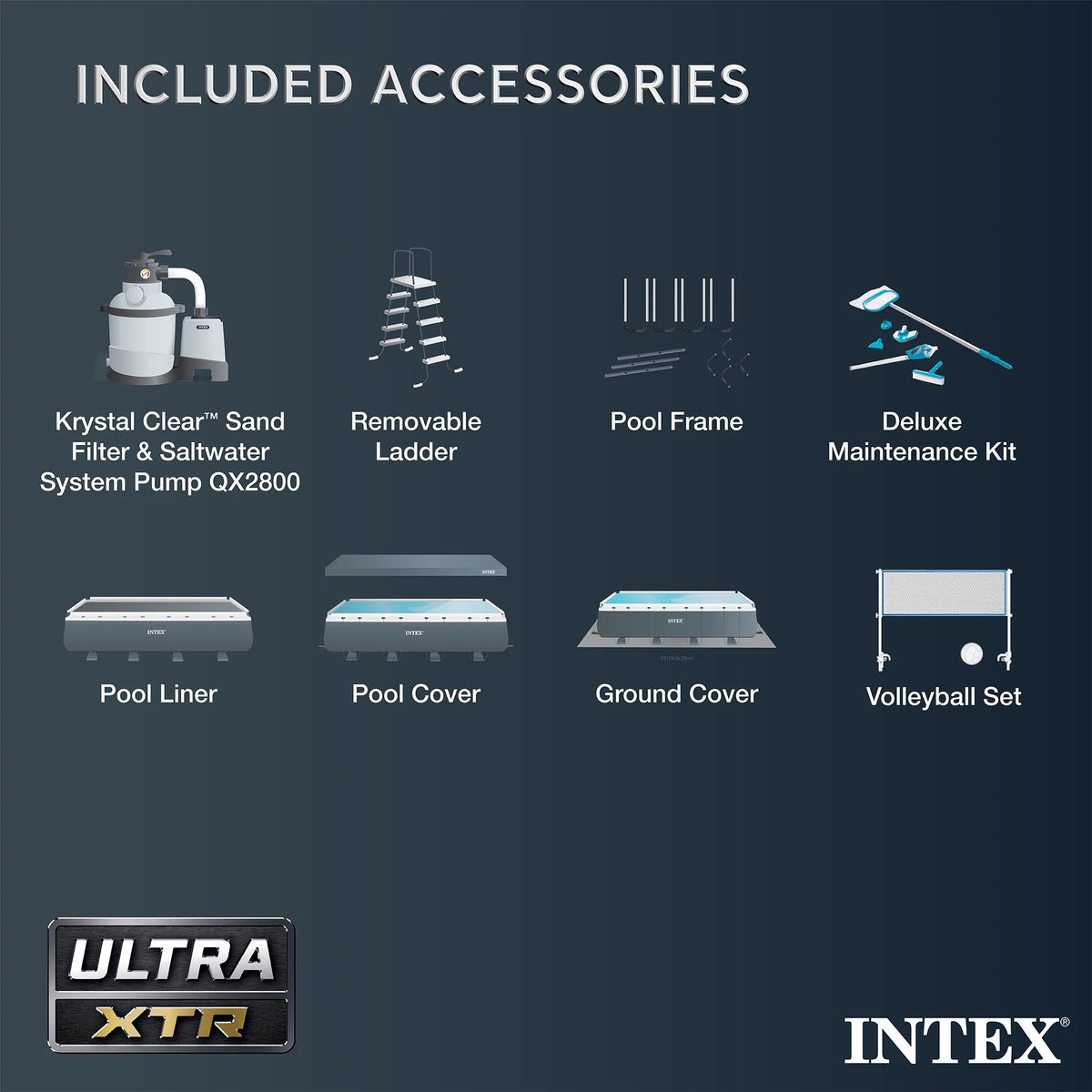 2026 NewINTEX 24ft x 12ft x 52in Ultra XTR Above Ground Pool, Floats (2 Pack), & Inflatable Cooler