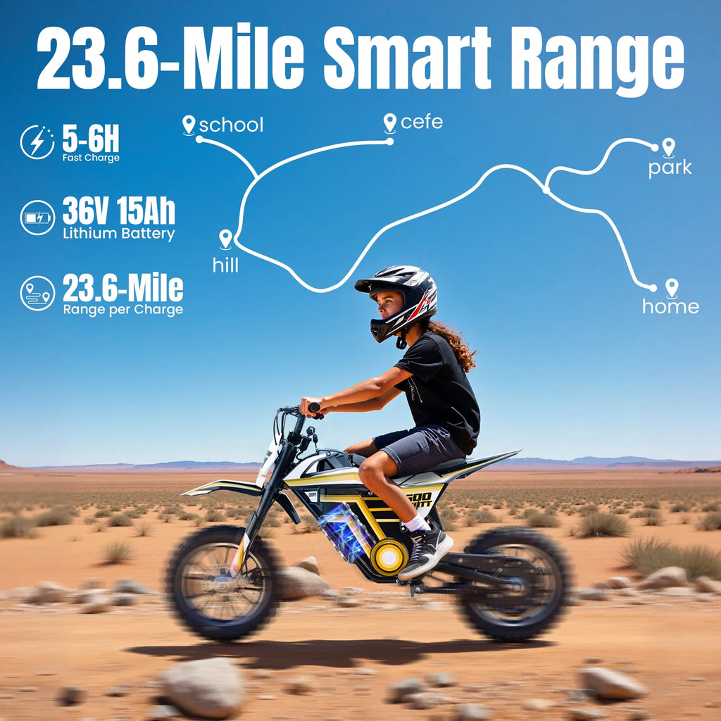 2026 NewQEASET electric dirt bike, 500W kids dirt bike for Boys Girls Age 8-14, Blue
