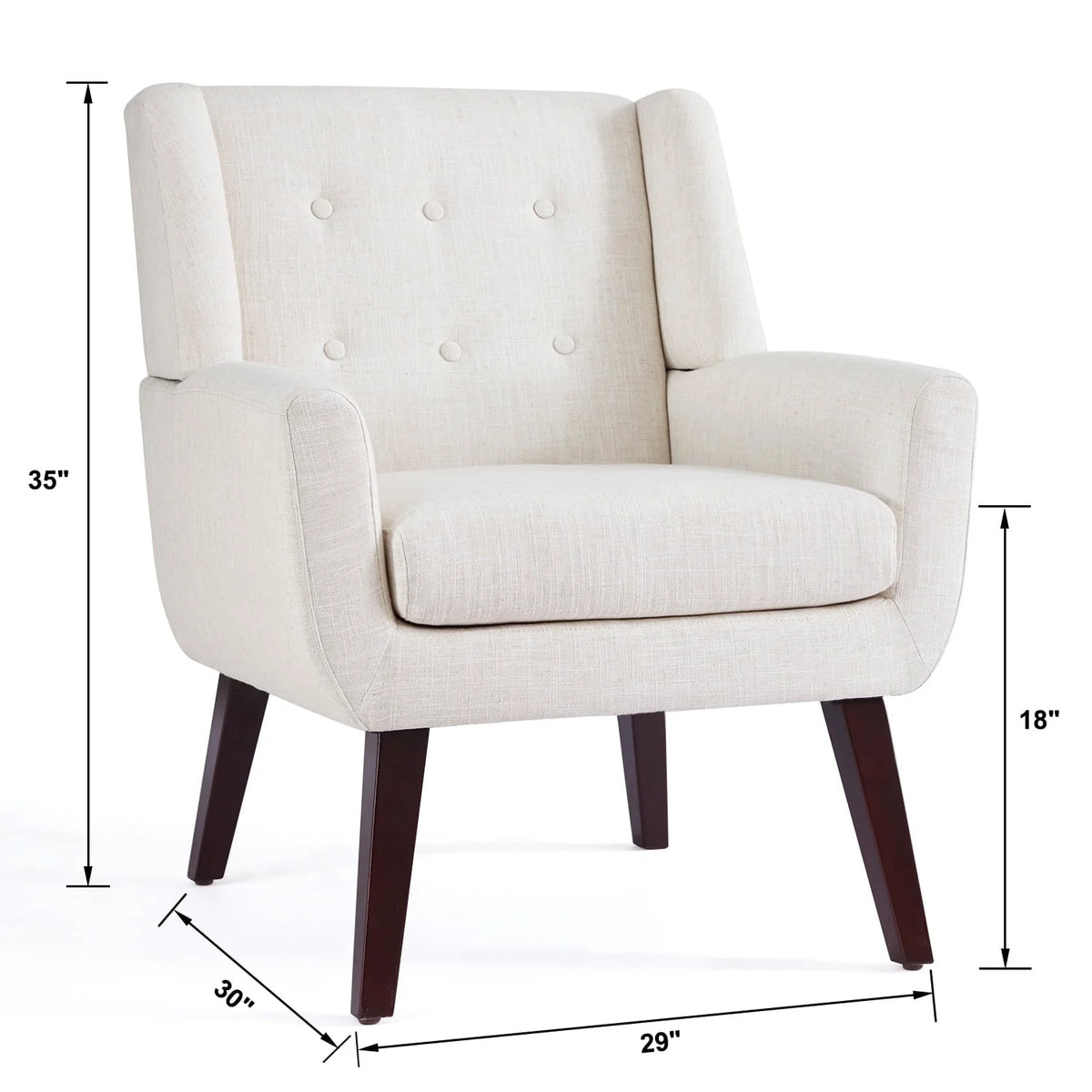 2026 NewHUIMO  Accent Chair, Button-Tufted Upholstered  Living Room Chairs,  Mid Century Modern Comfy Reading Chairs for Bedroom, Living Room, Beige