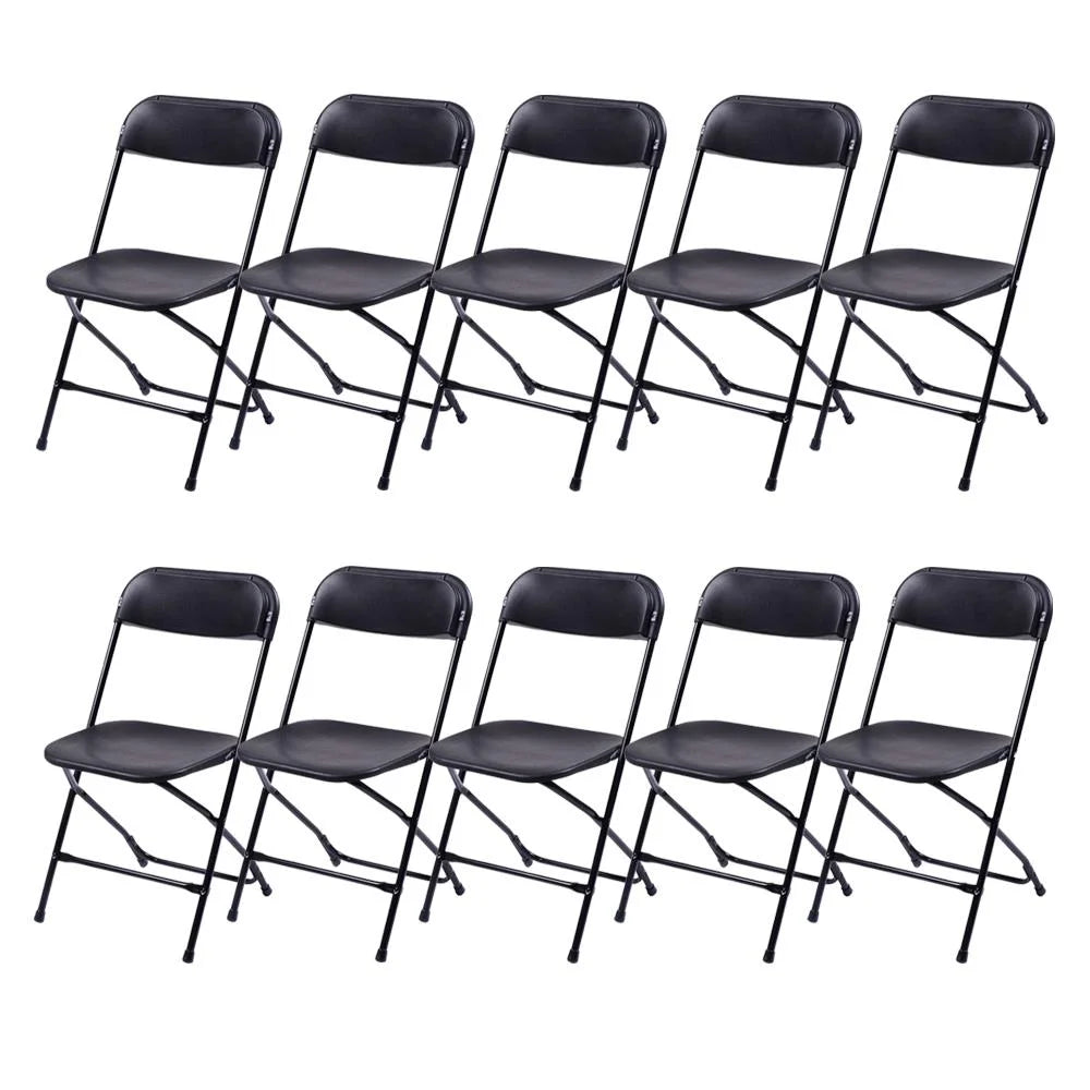 2026 NewKtaxon 6ft White Folding Table and 10 Pack Folding Chairs Black, Plastic Table and Chair Set