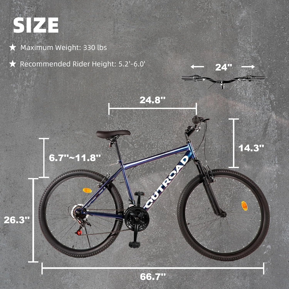 2026 NewOutroad 26 Inch Mountain Bike, 21-Speed/High-Carbon Steel/Aviation Grade Frame, Dual Disc/V Brake, Adjustable Ergonomic Seat Bycycle for Men Women Adult, Quick Assembly in 20 Minutes