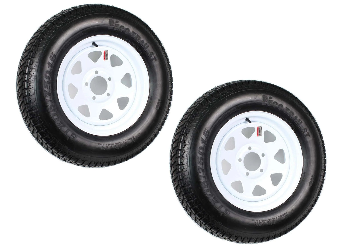 2026 New2-pack trailer tires on rim ST205/75D15 205/75 D 15 inch LRC 5-hole white spokes  1