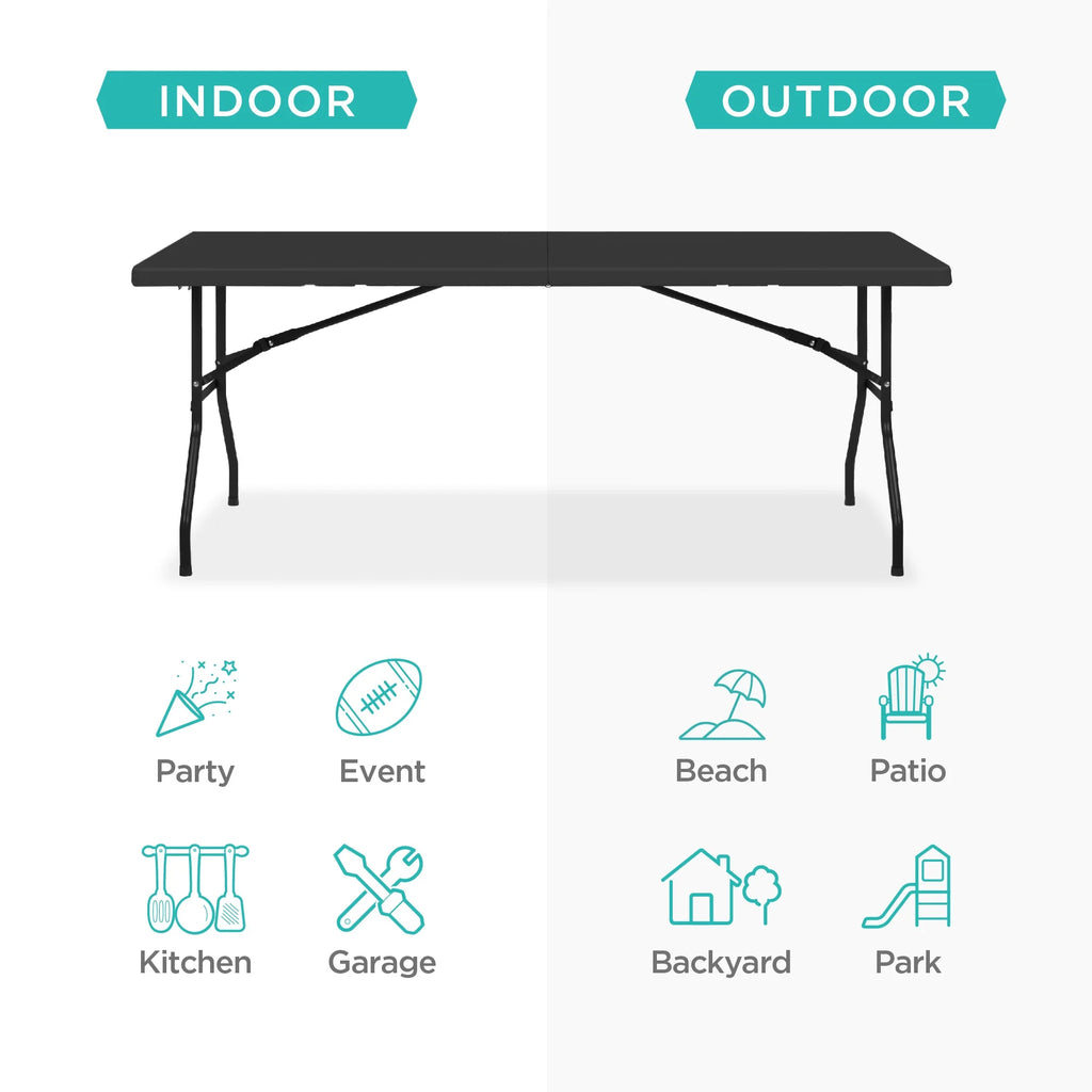 2026 NewBest Choice Products 6ft Plastic Folding Table, Indoor Outdoor Heavy Duty Portable w/ Handle, Lock - White