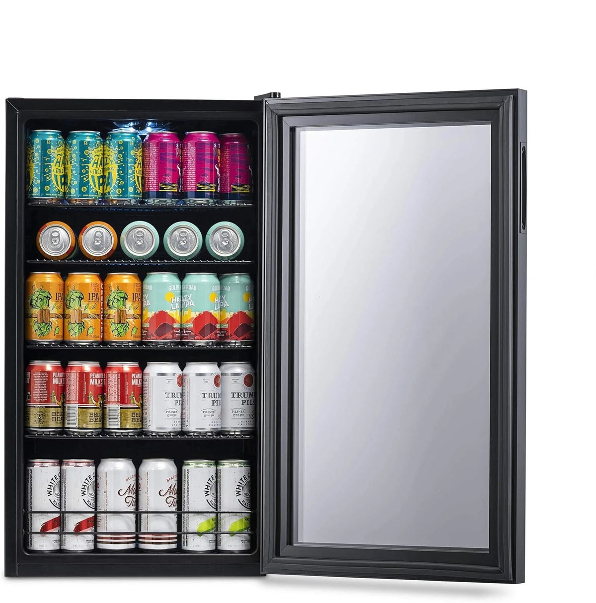 2026 NewBeverage Refrigerator Cooler | 126 Cans Free Standing with Right Hinge Glass Door | Mini Fridge Beverage Organizer Perfect For Beer, Wine, Soda, And Cooler Drinks