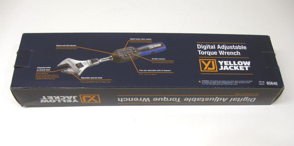2026 NewYellow Jacket 60648 Digital Adjustable Torque Wrench 752 in-lb Torque 10.6 in