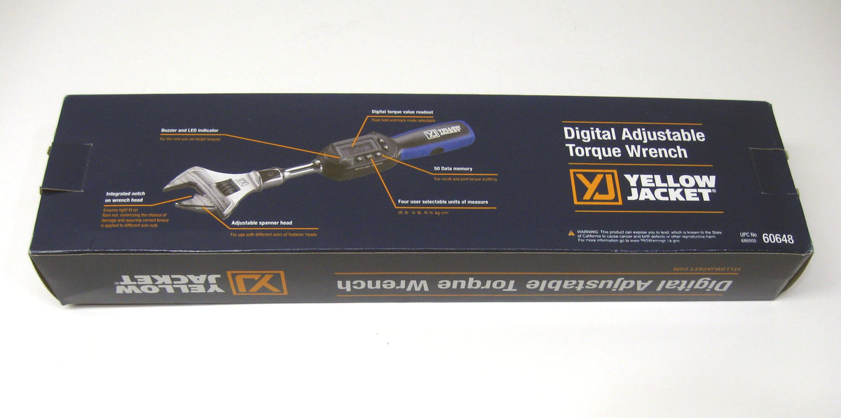2026 NewYellow Jacket 60648 Digital Adjustable Torque Wrench 752 in-lb Torque 10.6 in