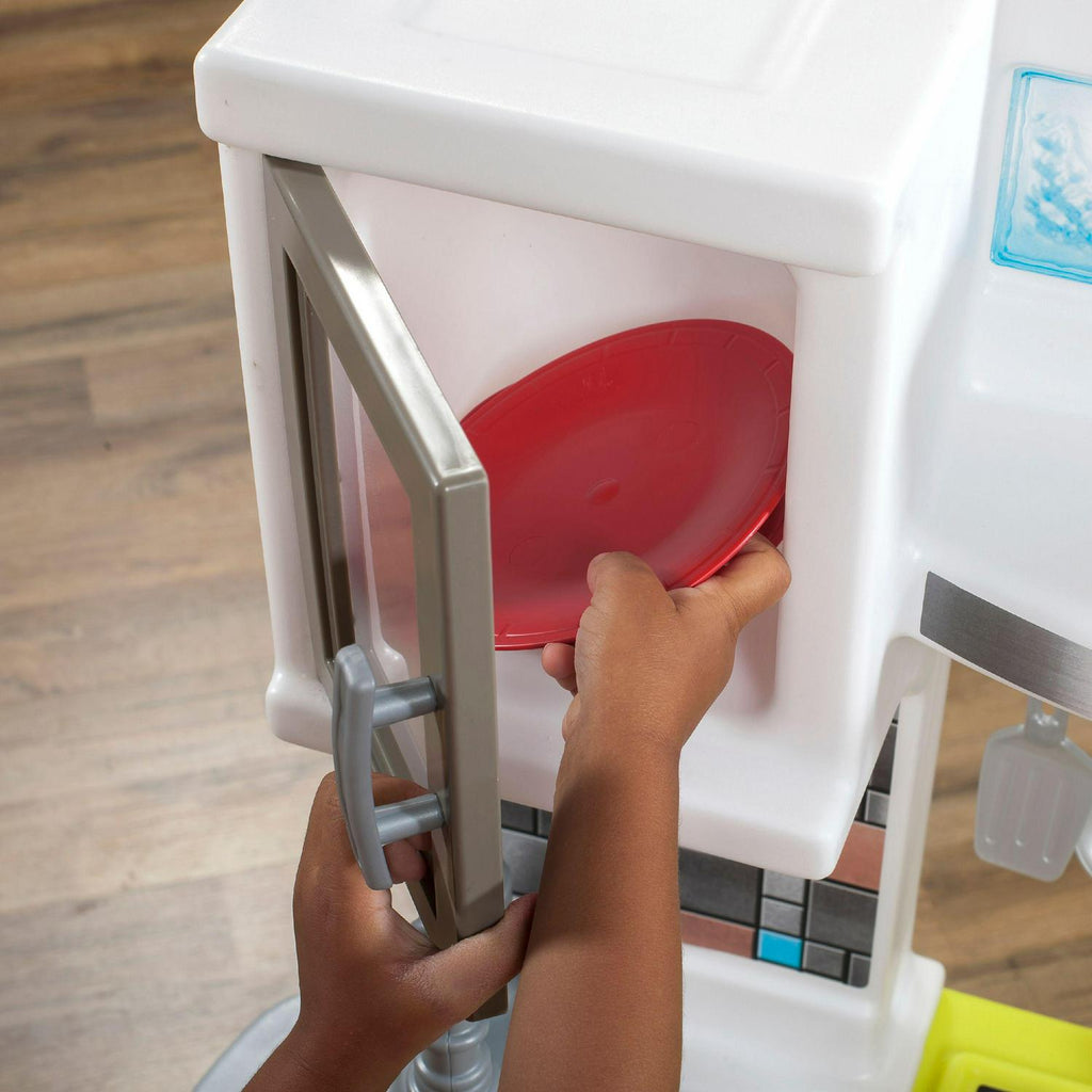 2026 NewStep2 Contemporary Chef Brown and White Toddler Plastic Play Kitchen