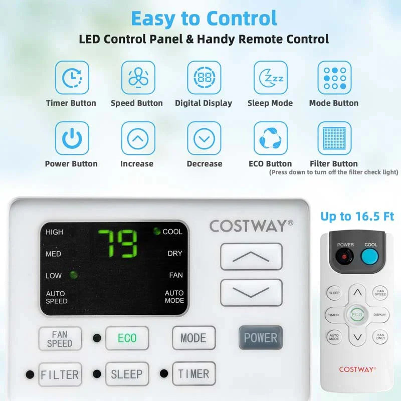 2026 NewQuiet window air conditioner with 10,000 BTU, remote control, Eco mode, Energy Star certified, 3-in-1 unit with dehumidifier