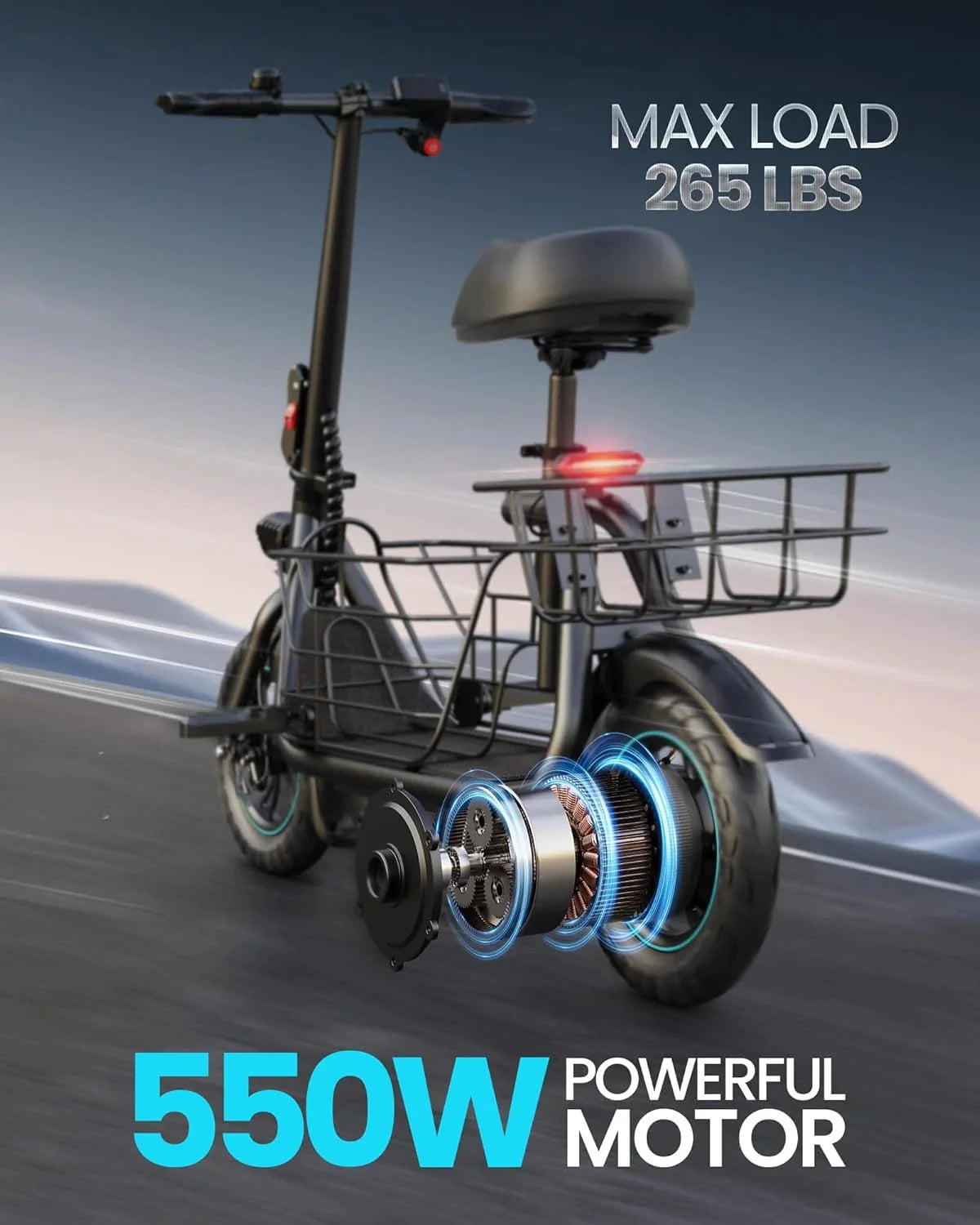 2026 NewElectric scooter for adults with large center basket