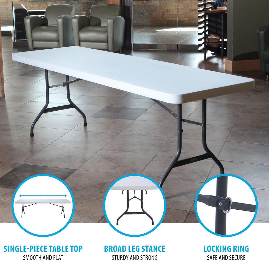 2026 NewLifetime 8-Foot Commercial Grade Folding Table, White Granite (22980)