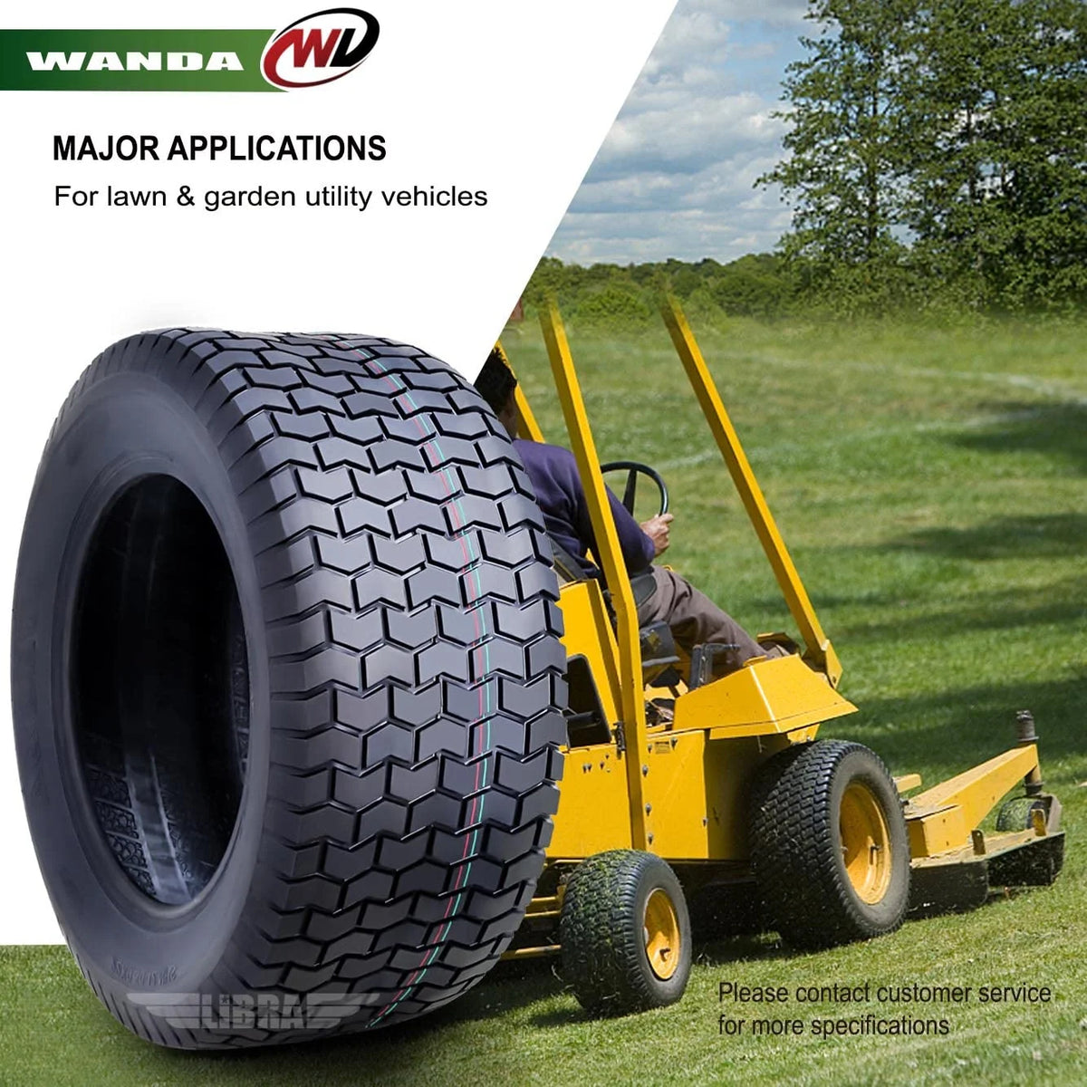 2026 NewWANDA 22X9.5-12 Lawn Mower Tractor Cart Turf Tire 4 Ply 22x9.5x12-13135