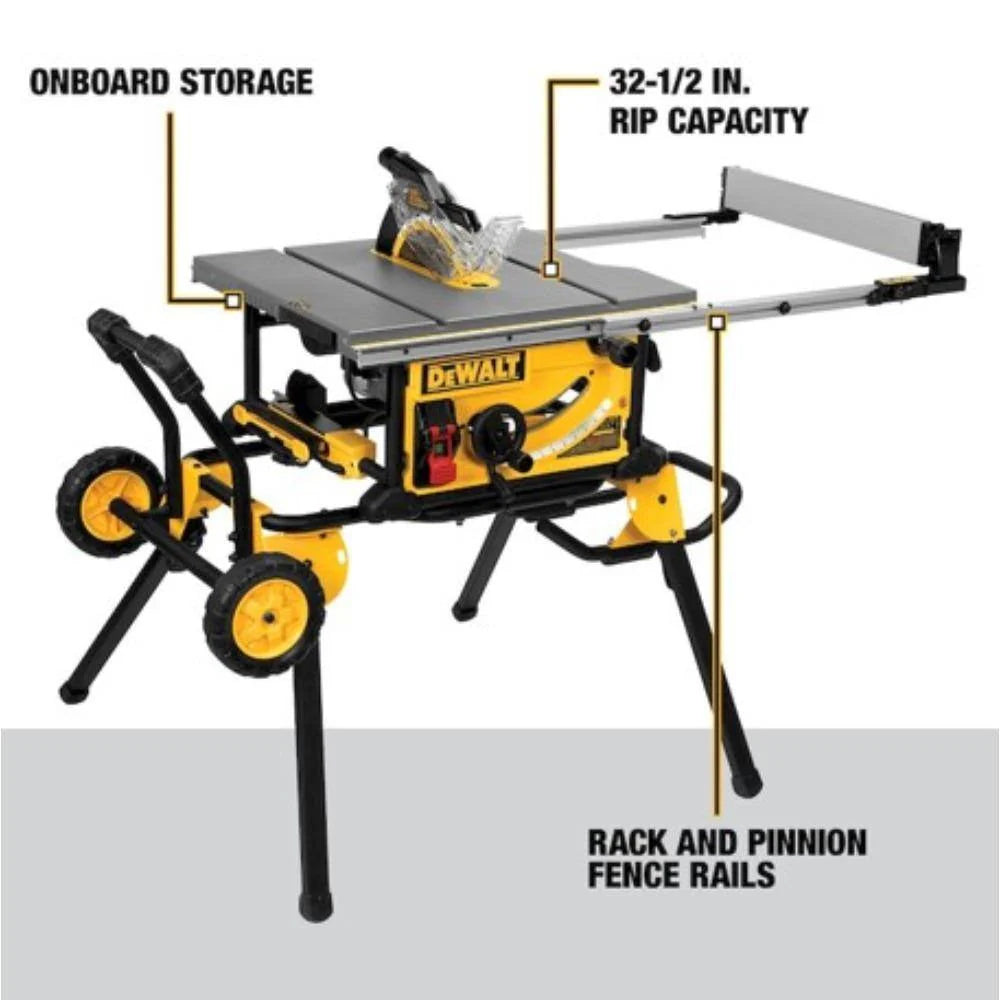 2026 New15 Amp Corded 10-inch Construction Site Table Saw with Rolling Stand DWE7491RS