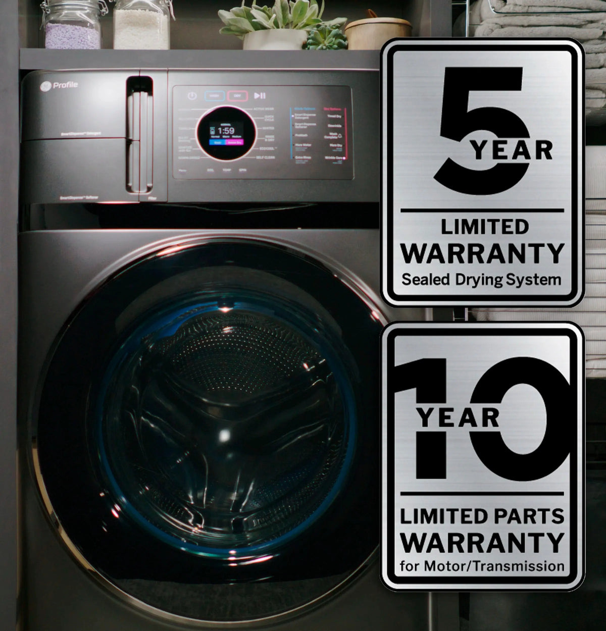 2026 NewProfile 4.8 cu. ft. UltraFast combination washer-dryer with ventless heat pump technology in Carbon Graphite