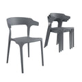 2026 NewNovogratz Poolside Collection, Felix Stacking Dining Chairs, Indoor/Outdoor, 4-Pack, Charcoal